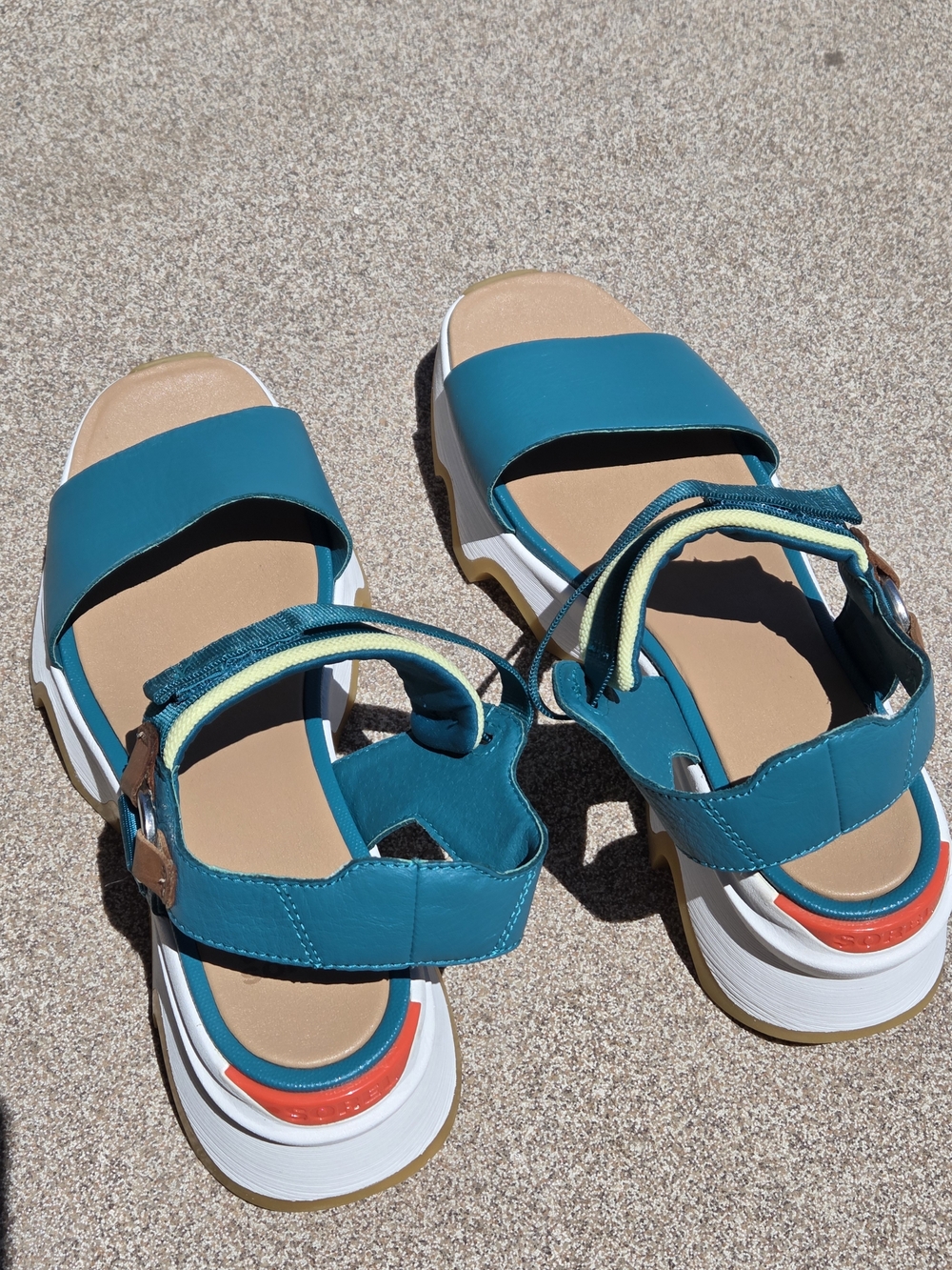LIKE NEW>>Sorel Teal Women's Kinetic Impact Y-Strap High Sandals Sz. 9.5